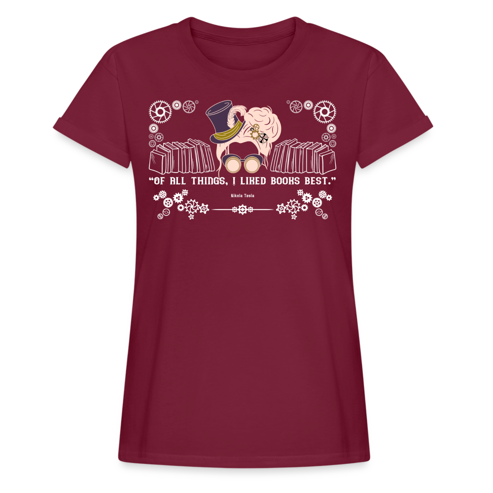 a spreadshirt 1191 Women's Relaxed Fit T-Shirt tesla - burgundy