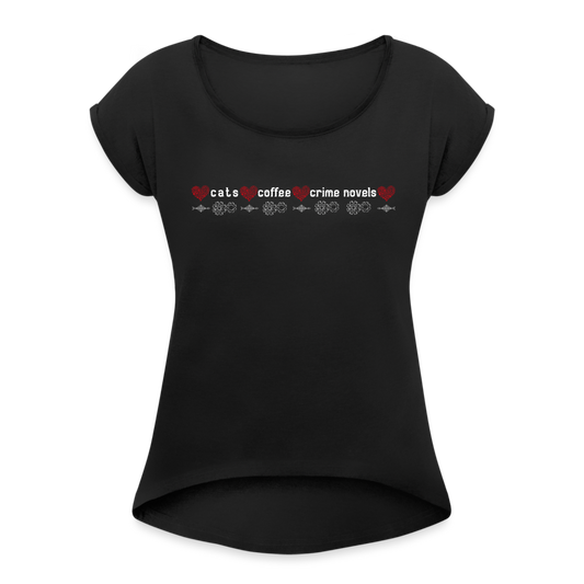 a new one spread shirt Women's Roll Cuff T-Shirt - black