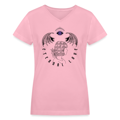 Women's V-Neck T-Shirt - pink