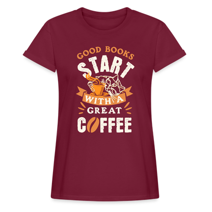 a good books spreadshirt 1191 Women's Relaxed Fit T-Shirt - burgundy